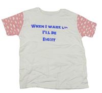 Bílo-růžové tričko s nápisem a srdíčky 