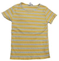 Žluto-bílo-černé pruhované tričko Primark