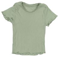 Zelenkavé žebrované tričko Primark