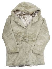 Světlebéžový kožešinový podšitý kabát s kapucí George