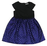 Černo-fialové třpytivé šaty s puntíkatou sukní Next