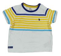 Bílo-žluto-modré pruhované tričko Next