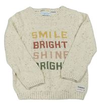 Béžový melírovaný svetr s nápisy Primark 