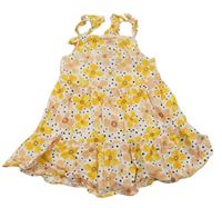 Bílo-žluto-světlerůžové květované lehké šaty Primark