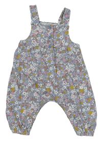 Světlemodro-barevné květované bavlněné laclové kalhoty Nutmeg