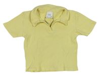 Žluté žebrované crop polo tričko Zara