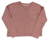 Růžové puntíkaté crop úpletové triko Tu