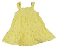 Žluté bavlněné šaty s kytičkami George 