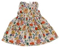 Světlerůžové plátěné šaty s květy H&M