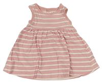 Růžovo-bílé pruhované bavlněné šaty M&S