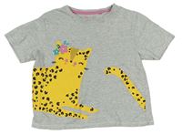 Šedé melírované crop pyžamové tričko s leopardem Tu