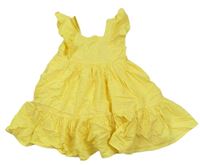 Žluté pruhované šaty s volánky F&F