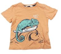 Světleoranžové tričko s chameleonem H&M