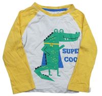 Bílo-žluté triko s krokodýlem a nápisy Miniclub