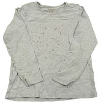 Šedé melírované triko s hvězdičkami Tchibo 