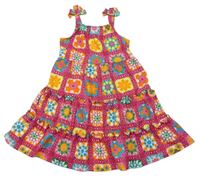 Tmavorůžovo-barevné květované šaty Matalan