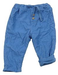 Modré manšestrové podšité kalhoty Ergee