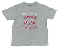 Šedé tričko s kočičkou 
