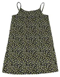 Černo-žluto-bílé kytičkované letní šaty PRIMARK