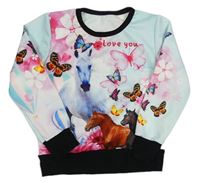 Barevné triko s motýly a koněm