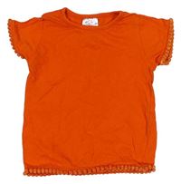 Oranžové tričko s bambulemi E-Vie