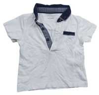 Bílo-tmavomodré polo tričko Primark