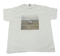 Bílo-béžové tričko s letadlem Fruit of the Loom