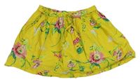 Žlutá plátěná sukně s kytčikami GAP