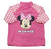 Růžové UV tričko s Minnií a puntíky Disney