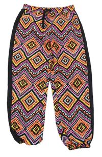 Černo-barevné vzorované lehké kalhoty Pep&Co