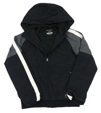 Černo-šedo-bílá šusťáková jarní bunda s kapucí Primark
