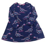Tmavomodré bavlněné šaty s dinosaury M&S