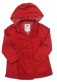Červený plátěný jarní kabát s kapucí C&A