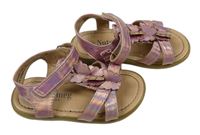 Starorůžovo-béžové metalické koženkové sandály s motýlky Nutmeg vel. 23