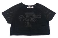 Černé sportovní tričko s logem a síťovanými rukávy Pineapple