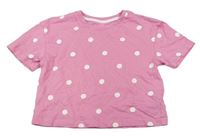 Růžové puntíkaté crop tričko Primark