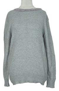 Dámský šedý svetr s korálky Atmosphere 