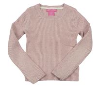 Růžový třpytivý žebrovaný svetr