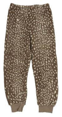 Hnědé vzorované chlupaté pyžamové kalhoty Primark