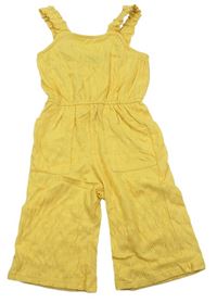 Žlutý vzorovaný culottes kalhotový overal Primark 