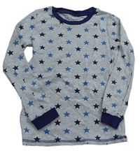 Šedo-tmavomodré melírované pyžamové triko s hvězdičkami 