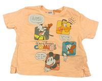 Neonově oranžové tričko s Mickeym a přáteli Zara