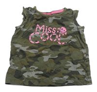 Khaki army top s růžovým nápisem