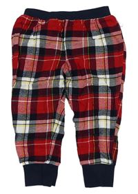 Červeno-bílo-tmavomodré kostkované pyžamové kalhoty Topomini