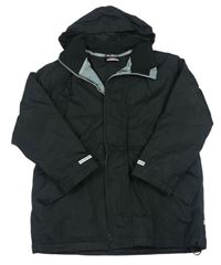 Černá šusťáková zateplená bunda s kapucí 