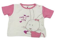 Bílo-růžové tričko s králíkem C&A