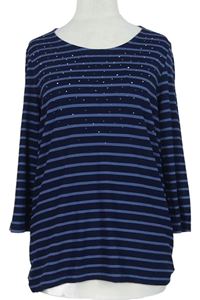 Dámské modro-tmavomodré pruhované triko s cvočky Bonita 