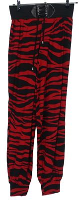 Dámské červeno-černé vzorované harémové kalhoty 