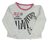 Bílo-růžové triko se zebrou Primark