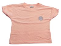 Broskvové froté tričko s kytičkou Matalan